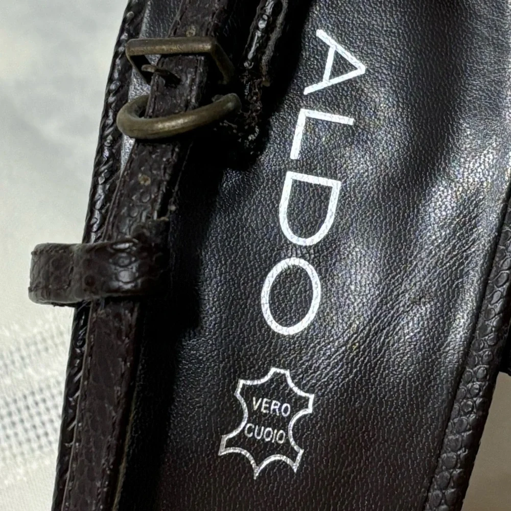 Aldo Vero Cuoio wedge black size 39 leather cork‎